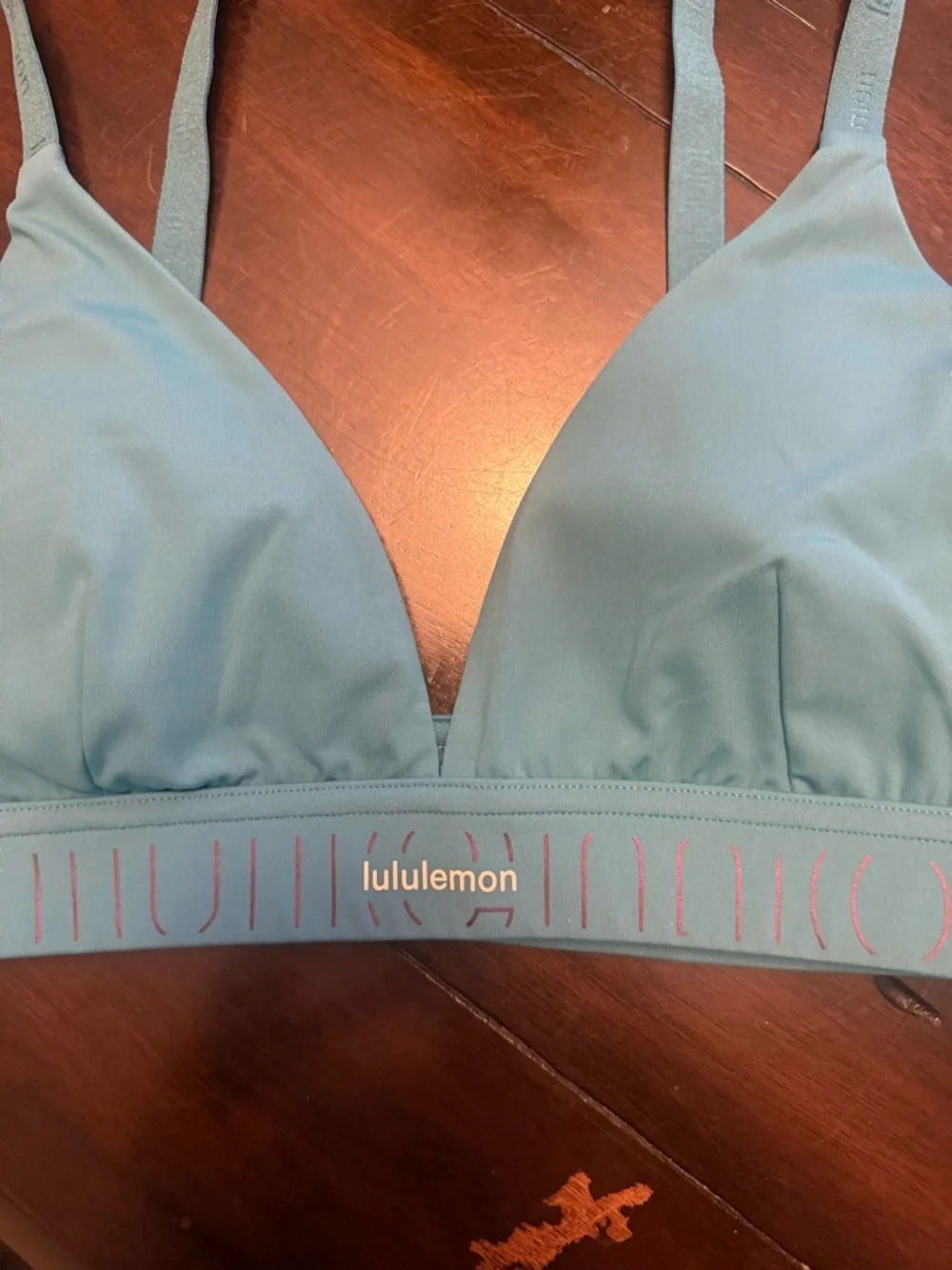 Lululemon Triangle Sports Bra Size 10 Teal Adjustable Straps‎ Light Support Yoga
